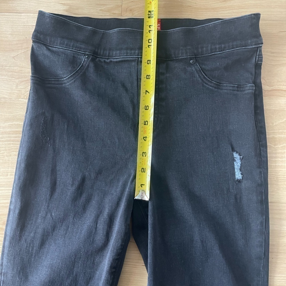 SPANX Vintage Black Distressed Ankle Skinny Pullon Leggings Elastic Waist - Picture 13 of 15
